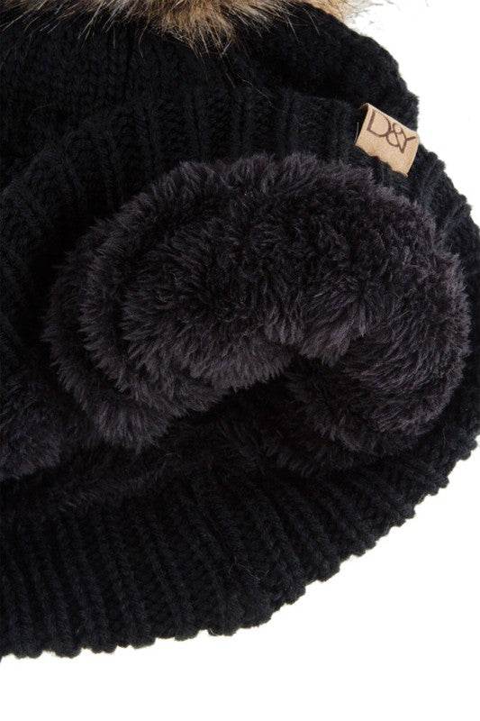 Cable Knit Beanie with Super Pom and Inner Lining - Shop Style & More | Fresh Looks, Everyday Deals & Free Shipping