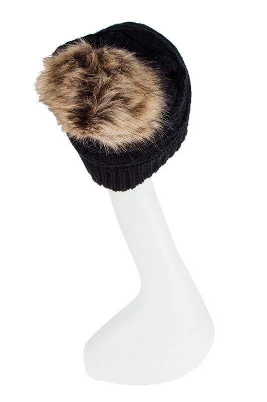 Cable Knit Beanie with Super Pom and Inner Lining - Shop Style & More | Fresh Looks, Everyday Deals & Free Shipping