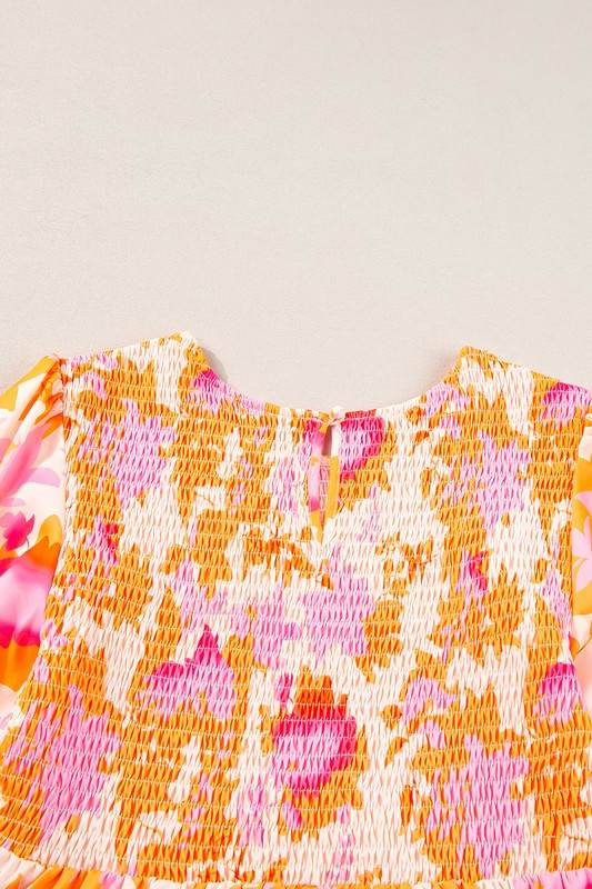 Abstract Smocked Bust Lantern Ruffle Mini Dress - Shop Style & More | Fresh Looks, Everyday Deals & Free Shipping