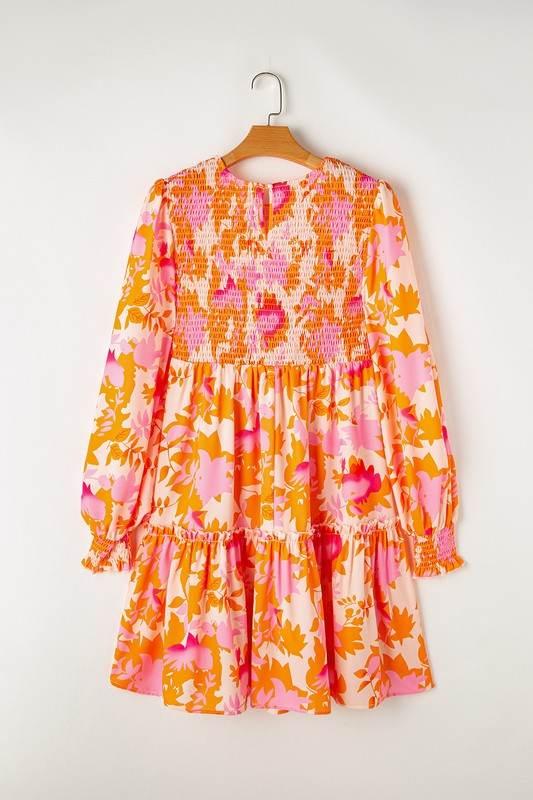Abstract Smocked Bust Lantern Ruffle Mini Dress - Shop Style & More | Fresh Looks, Everyday Deals & Free Shipping