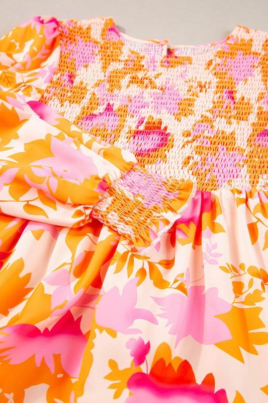 Abstract Smocked Bust Lantern Ruffle Mini Dress - Shop Style & More | Fresh Looks, Everyday Deals & Free Shipping