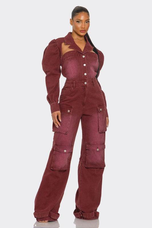 Vintage Inspired Utility Burgundy Jumpsuit - Shop Style & More | Fresh Looks, Everyday Deals & Free Shipping
