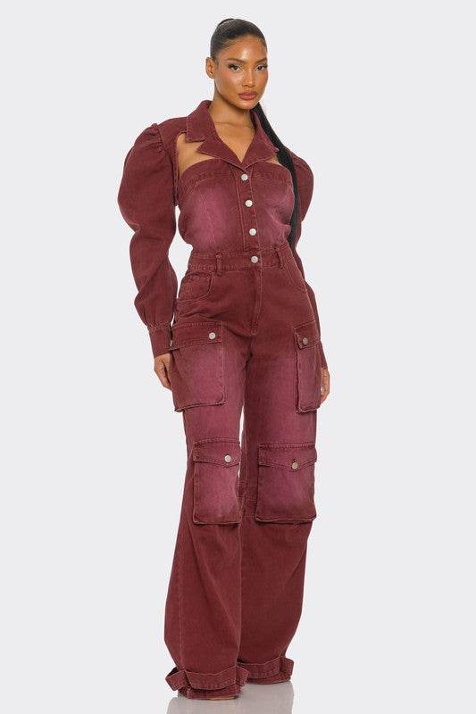 Vintage Inspired Utility Burgundy Jumpsuit - Shop Style & More | Fresh Looks, Everyday Deals & Free Shipping