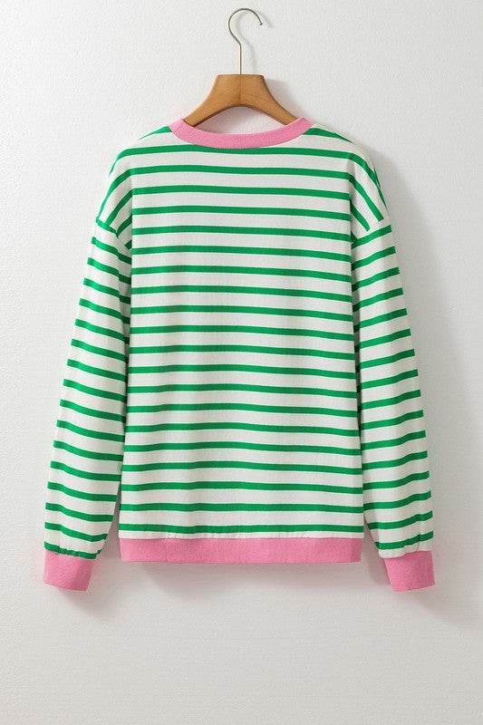 Cotton Stripe Drop shoulder Sweatshirt - Shop Style & More | Fresh Looks, Everyday Deals & Free Shipping
