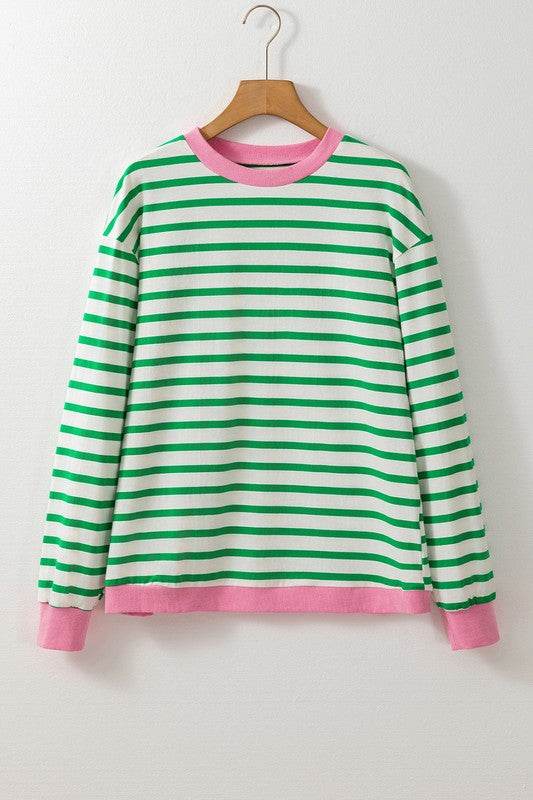 Cotton Stripe Drop shoulder Sweatshirt - Shop Style & More | Fresh Looks, Everyday Deals & Free Shipping