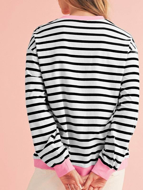 Cotton Stripe Drop shoulder Sweatshirt - Shop Style & More | Fresh Looks, Everyday Deals & Free Shipping