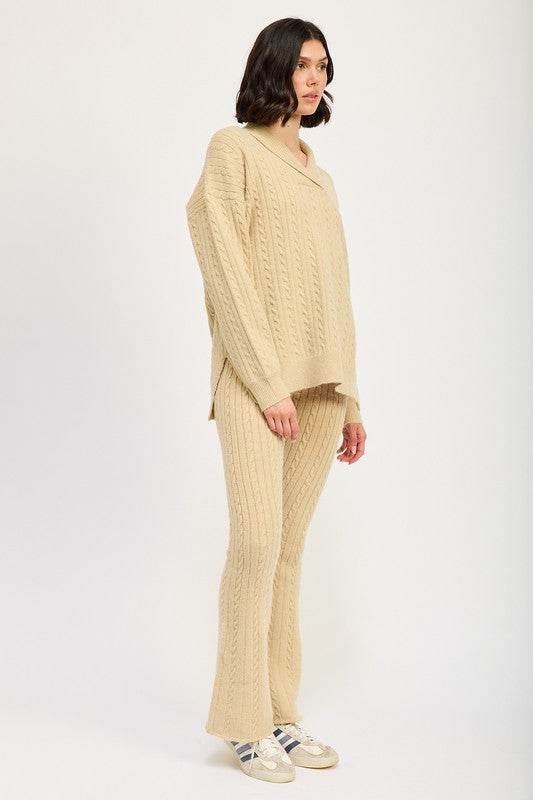 CABLE KNIT FLARED PANTS - Shop Style & More | Fresh Looks, Everyday Deals & Free Shipping