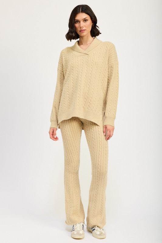 CABLE KNIT FLARED PANTS - Shop Style & More | Fresh Looks, Everyday Deals & Free Shipping