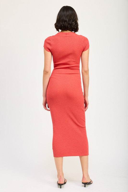 SQUARED NECK BODYCON MIDI DRESS - Shop Style & More | Fresh Looks, Everyday Deals & Free Shipping
