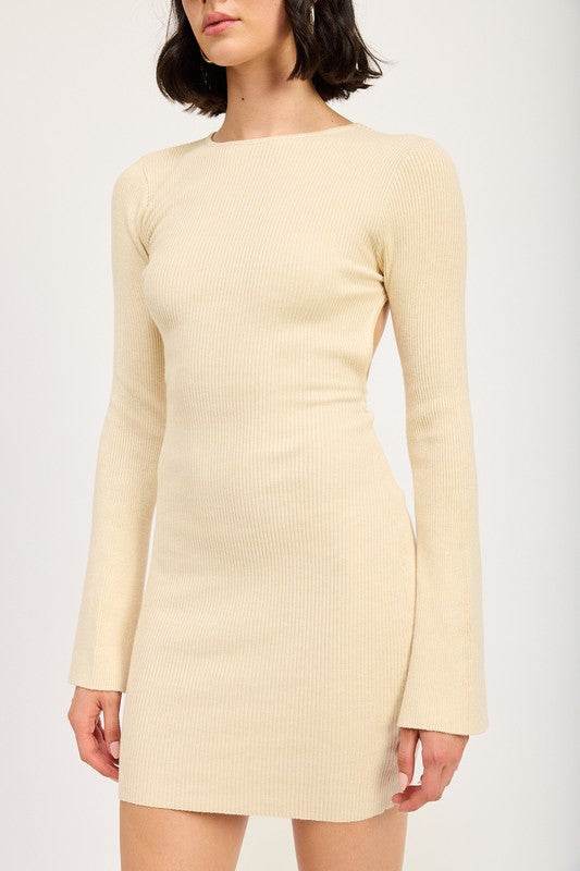 LONG SLEEVE MINI DRESS WITH BACK CUTOUT - Shop Style & More | Fresh Looks, Everyday Deals & Free Shipping