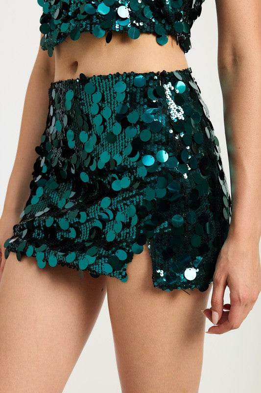 SEQUIN MINI SKIRT WITH SLIT - Shop Style & More | Fresh Looks, Everyday Deals & Free Shipping