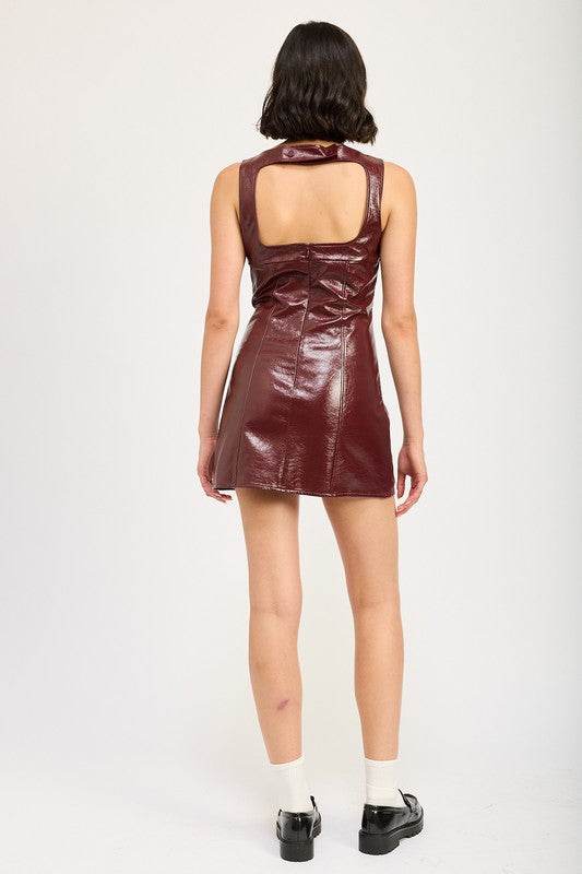 SQUARED NECK LEATHER MINI DRESS WITH OPEN BACK - Shop Style & More | Fresh Looks, Everyday Deals & Free Shipping