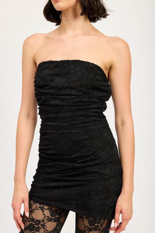 RUCHED MINI DRESS WITH LACE LEGGINGS - Shop Style & More | Fresh Looks, Everyday Deals & Free Shipping