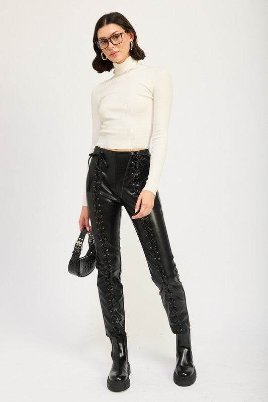 LACE UP LEATHER TROUSERS - Shop Style & More | Fresh Looks, Everyday Deals & Free Shipping