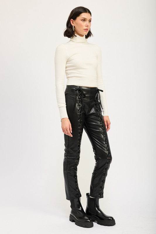 LACE UP LEATHER TROUSERS - Shop Style & More | Fresh Looks, Everyday Deals & Free Shipping