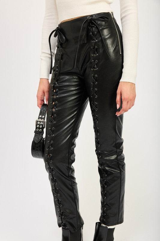 LACE UP LEATHER TROUSERS - Shop Style & More | Fresh Looks, Everyday Deals & Free Shipping