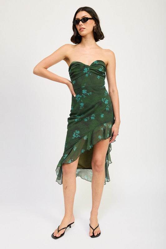ASYMMETRICAL RUFFLE TUBE MAXI DRESS - Shop Style & More | Fresh Looks, Everyday Deals & Free Shipping