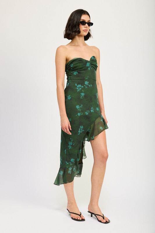 ASYMMETRICAL RUFFLE TUBE MAXI DRESS - Shop Style & More | Fresh Looks, Everyday Deals & Free Shipping