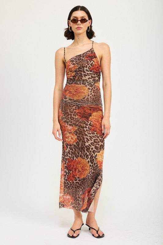 MESH PRINTED ONE SHOULDER MAXI DRESS - Shop Style & More | Fresh Looks, Everyday Deals & Free Shipping