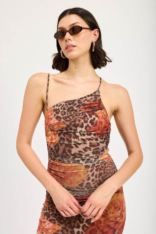 MESH PRINTED ONE SHOULDER MAXI DRESS - Shop Style & More | Fresh Looks, Everyday Deals & Free Shipping