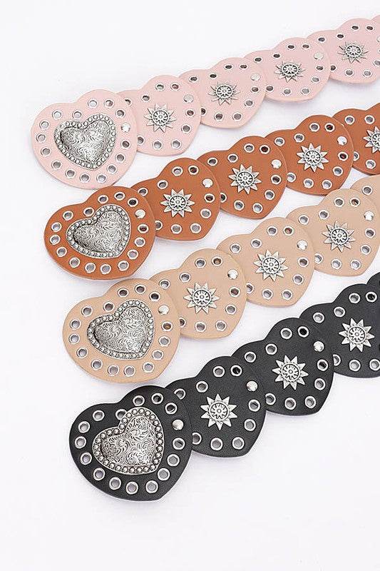 Heart Shape Buckle Western Studded Statement Belt - Shop Style & More | Fresh Looks, Everyday Deals & Free Shipping