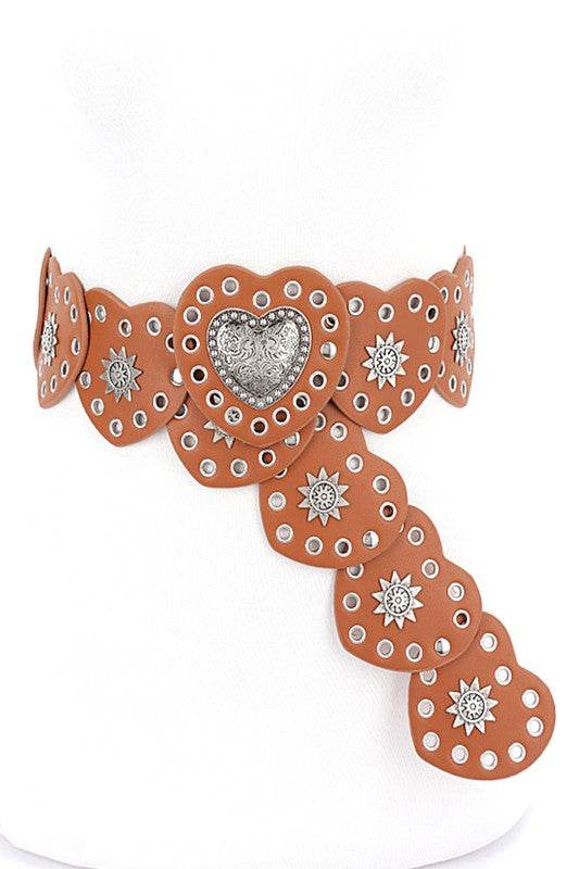 Heart Shape Buckle Western Studded Statement Belt - Shop Style & More | Fresh Looks, Everyday Deals & Free Shipping