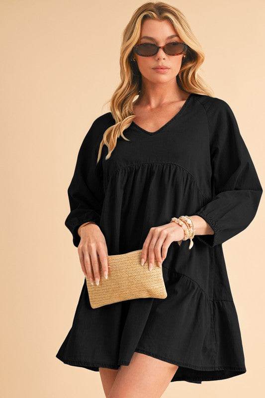 Puff Sleeve Tiered Ruffled Chambray Mini Dress - Shop Style & More | Fresh Looks, Everyday Deals & Free Shipping