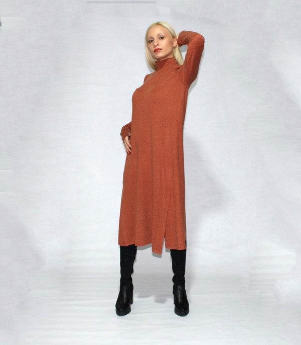 Turtle neck dress long sleeve with side slits - Shop Style & More | Fresh Looks, Everyday Deals & Free Shipping