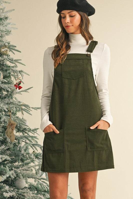 Corduroy Front Pockets Overall Dress - Shop Style & More | Fresh Looks, Everyday Deals & Free Shipping