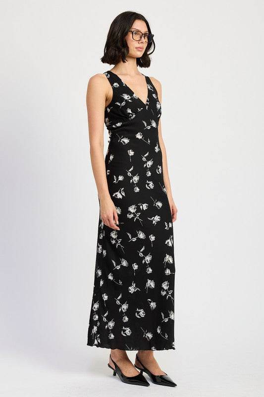 FLORAL V NECK MAXI DRESS - Shop Style & More | Fresh Looks, Everyday Deals & Free Shipping