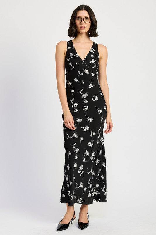 FLORAL V NECK MAXI DRESS - Shop Style & More | Fresh Looks, Everyday Deals & Free Shipping