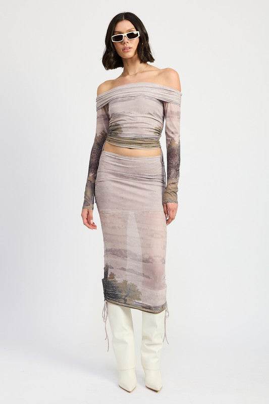 RUCHED MIDI SKIRT WITH DRAWSTRINGS - Shop Style & More | Fresh Looks, Everyday Deals & Free Shipping