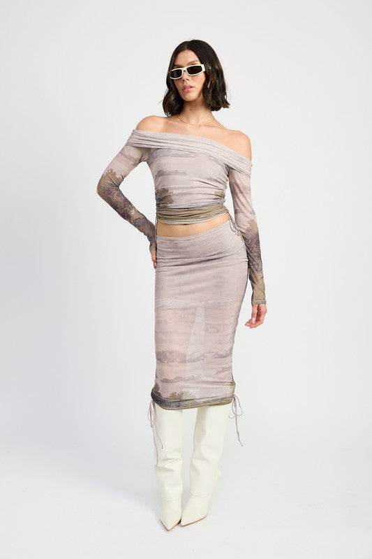 RUCHED MIDI SKIRT WITH DRAWSTRINGS - Shop Style & More | Fresh Looks, Everyday Deals & Free Shipping