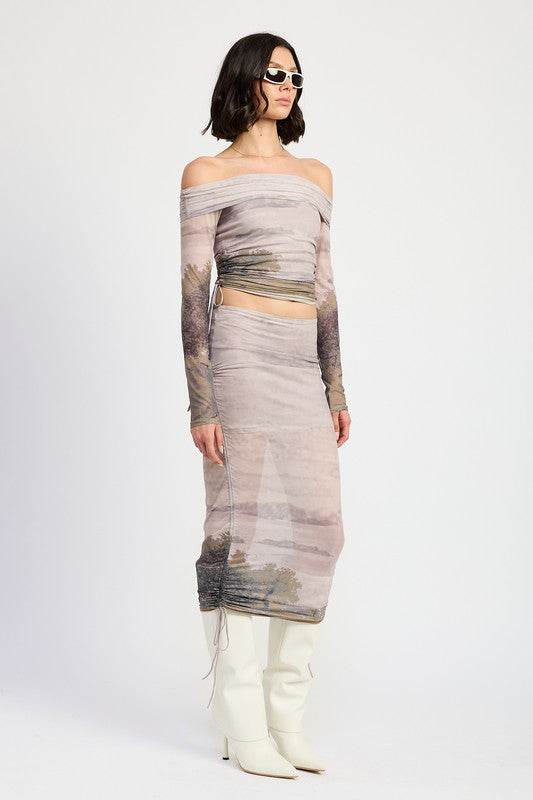 RUCHED MIDI SKIRT WITH DRAWSTRINGS - Shop Style & More | Fresh Looks, Everyday Deals & Free Shipping