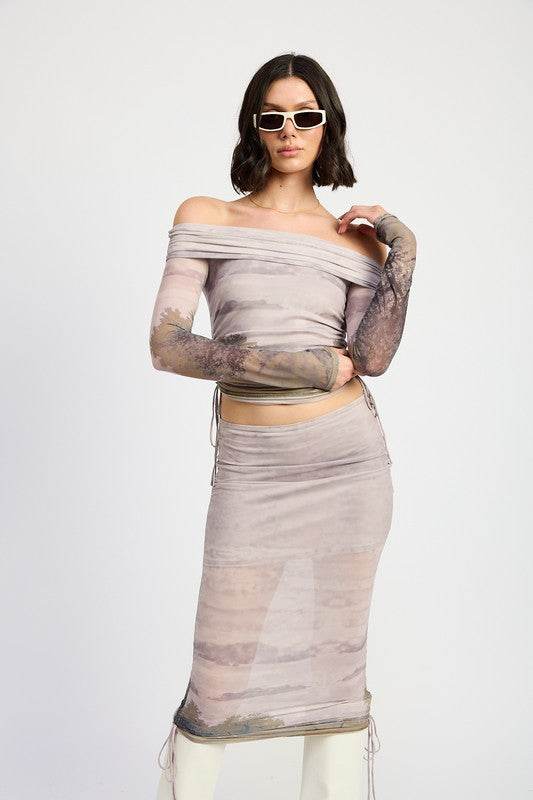 RUCHED MIDI SKIRT WITH DRAWSTRINGS - Shop Style & More | Fresh Looks, Everyday Deals & Free Shipping