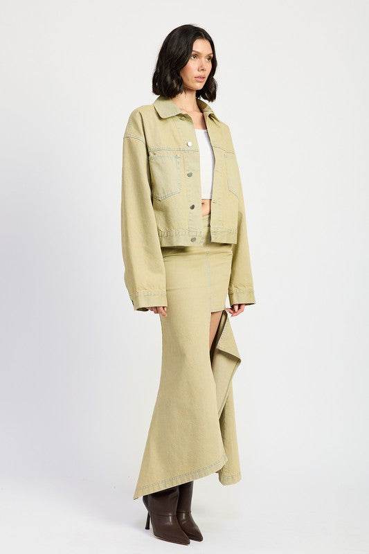 V-WAISTLINE DRAPED MAXI SKIRT WITH SLIT DETAIIL - Shop Style & More | Fresh Looks, Everyday Deals & Free Shipping