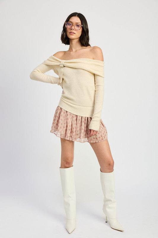 MIXED MEDIA OFF SHOULDER MINI DRESS - Shop Style & More | Fresh Looks, Everyday Deals & Free Shipping
