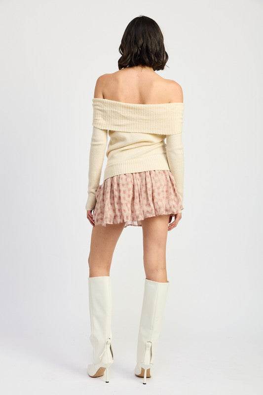 MIXED MEDIA OFF SHOULDER MINI DRESS - Shop Style & More | Fresh Looks, Everyday Deals & Free Shipping