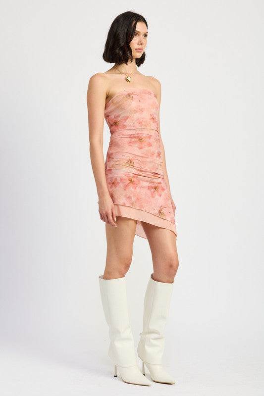FLORAL ASYMMETRICAL STRAPLESS MINI SKIRT - Shop Style & More | Fresh Looks, Everyday Deals & Free Shipping