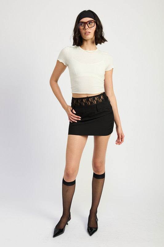 PEAKABOO LACE TRIM MIN SKIRT - Shop Style & More | Fresh Looks, Everyday Deals & Free Shipping