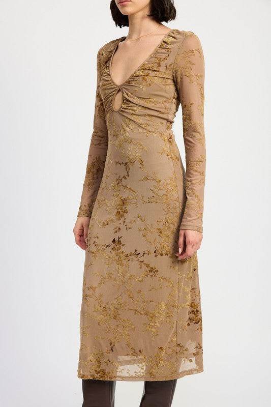 KEY HOLE MIDI LONG SLEEVE DRESS - Shop Style & More | Fresh Looks, Everyday Deals & Free Shipping