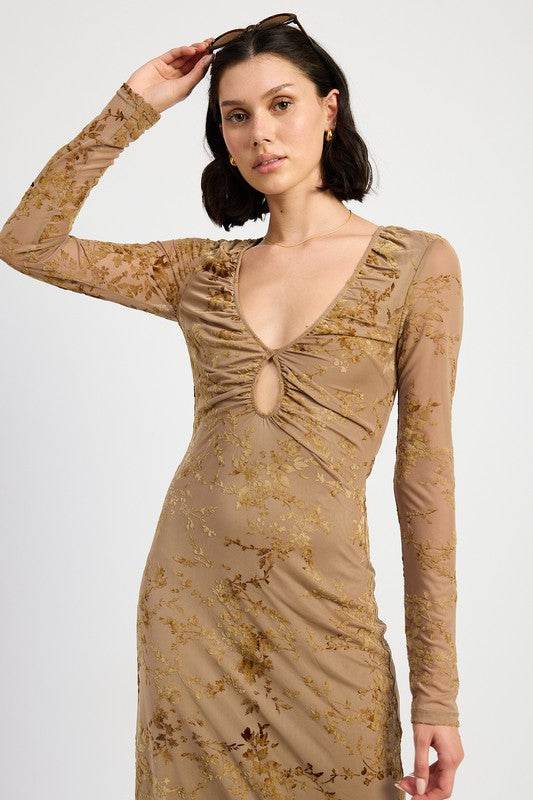 KEY HOLE MIDI LONG SLEEVE DRESS - Shop Style & More | Fresh Looks, Everyday Deals & Free Shipping