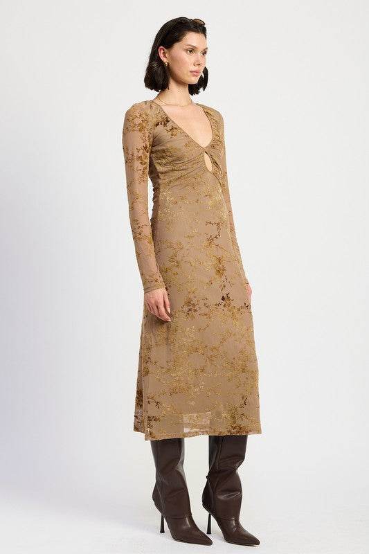KEY HOLE MIDI LONG SLEEVE DRESS - Shop Style & More | Fresh Looks, Everyday Deals & Free Shipping