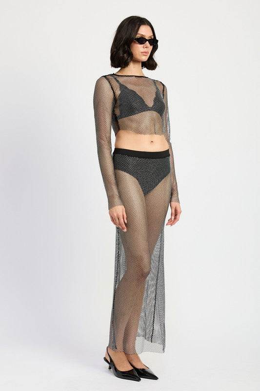 SHEER RHINESTONE MAXI SKIRT - Shop Style & More | Fresh Looks, Everyday Deals & Free Shipping