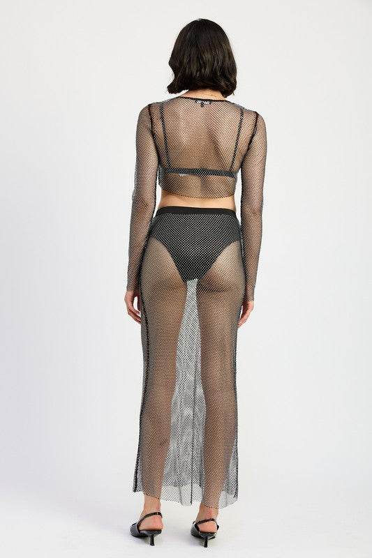 SHEER RHINESTONE MAXI SKIRT - Shop Style & More | Fresh Looks, Everyday Deals & Free Shipping
