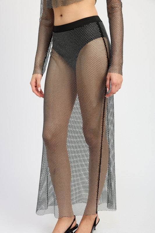 SHEER RHINESTONE MAXI SKIRT - Shop Style & More | Fresh Looks, Everyday Deals & Free Shipping