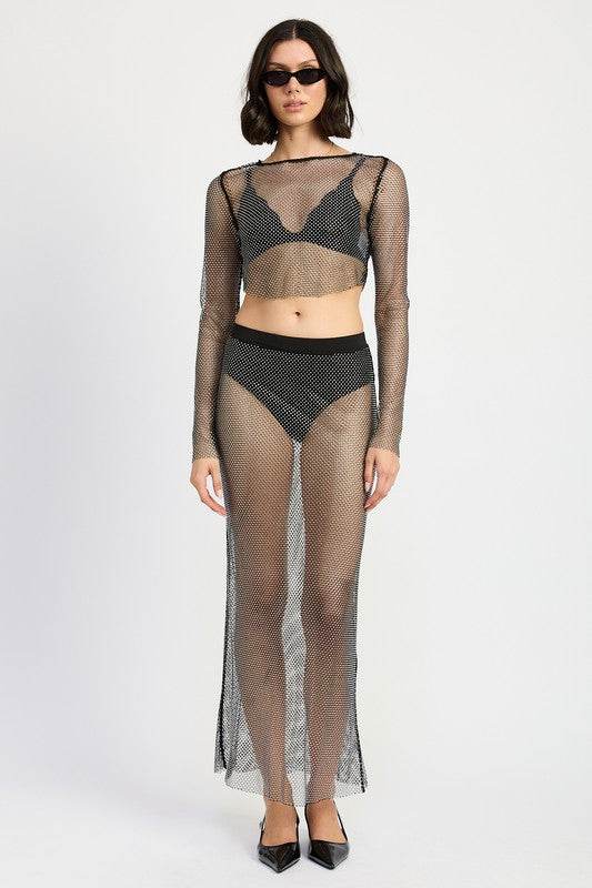 SHEER RHINESTONE MAXI SKIRT - Shop Style & More | Fresh Looks, Everyday Deals & Free Shipping