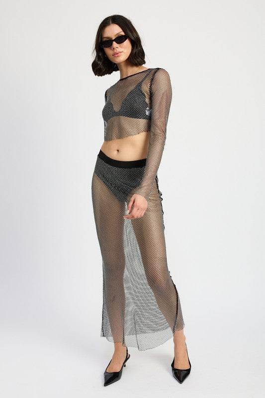 SHEER RHINESTONE MAXI SKIRT - Shop Style & More | Fresh Looks, Everyday Deals & Free Shipping
