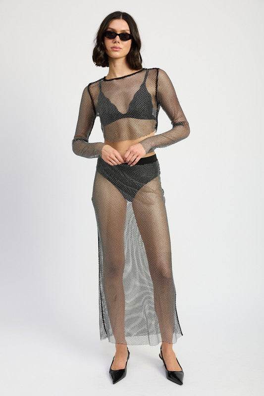 SHEER RHINESTONE MAXI SKIRT - Shop Style & More | Fresh Looks, Everyday Deals & Free Shipping
