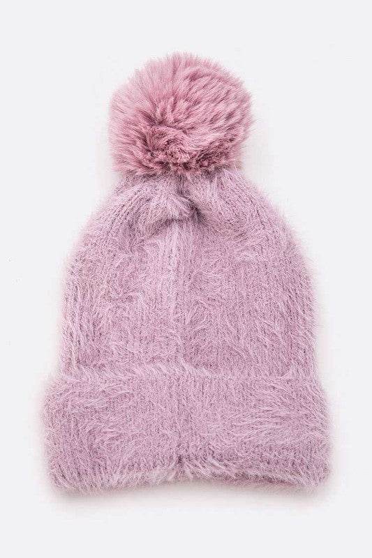 Mohair Faux Fur Pom Soft Beanie - Shop Style & More | Fresh Looks, Everyday Deals & Free Shipping